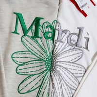 Mardi Mercredi Sweatshirt Flowermardi Needlework White Grey