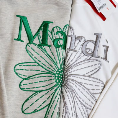 Mardi Mercredi Sweatshirt Flowermardi Needlework White Grey