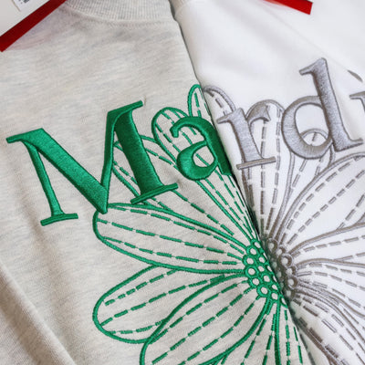 Mardi Mercredi Sweatshirt Flowermardi Needlework White Grey