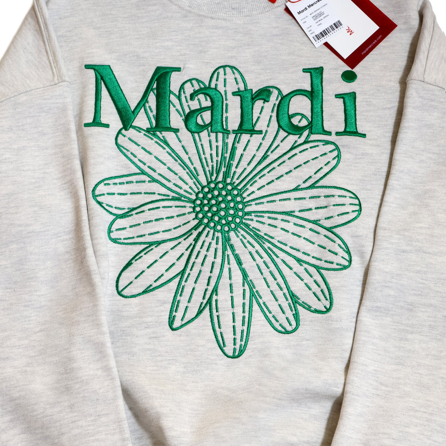 Sweatshirt Flower Mardi Needlework Oatmeal Green