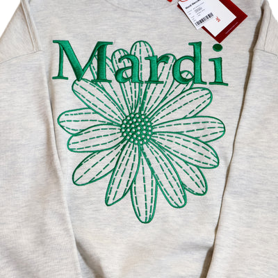 Sweatshirt Flower Mardi Needlework Oatmeal Green