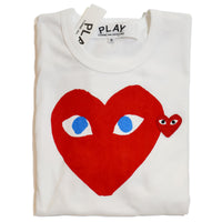 CDG Shirt White abig Heart Blue Eyes - Unisex