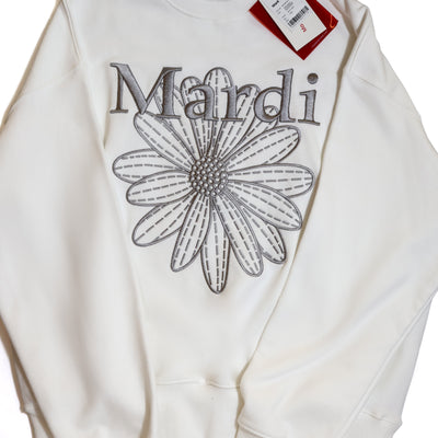Mardi Mercredi Sweatshirt Flowermardi Needlework White Grey
